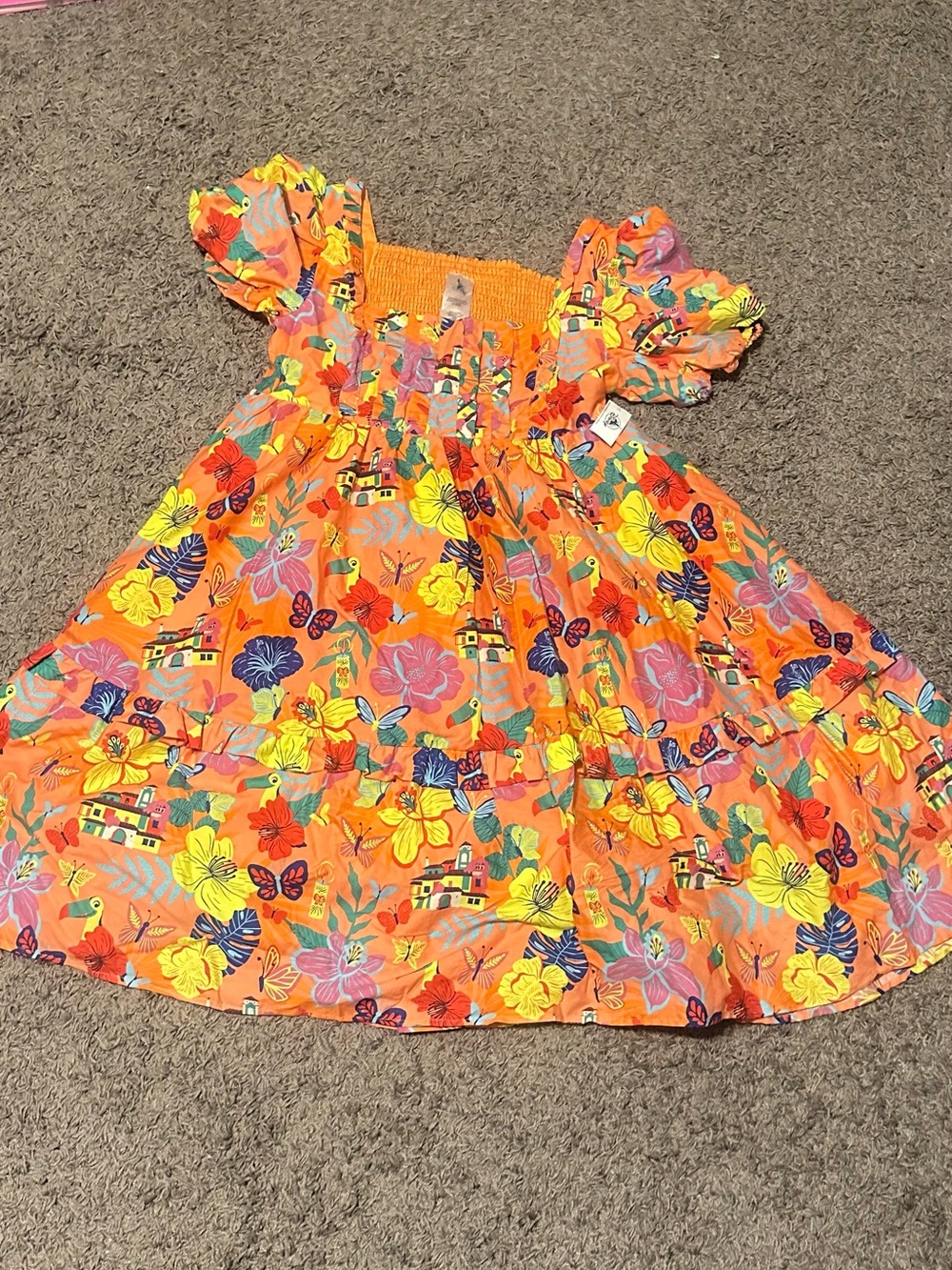 Adult size Disney Parks Encanto Orange Floral Smocked Dress